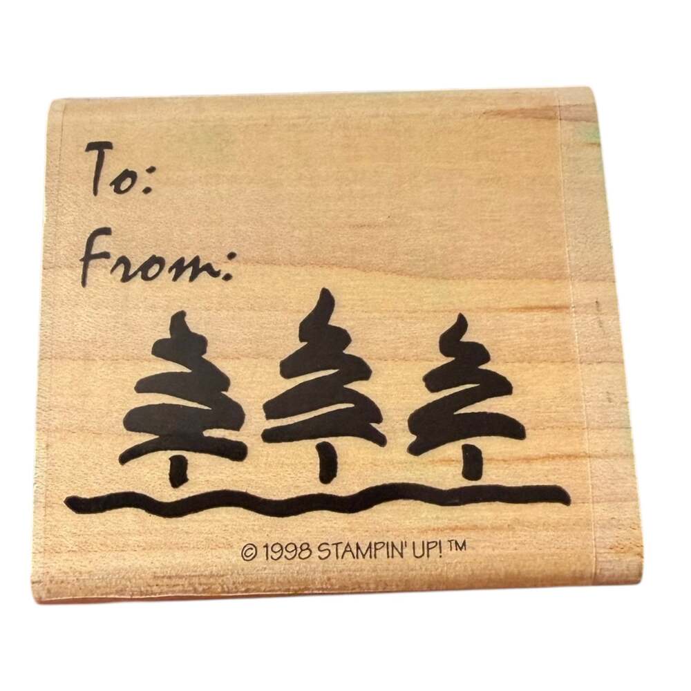 Stampin Up Vintage 1998 To From Holiday Gift Tag Rubber Stamp